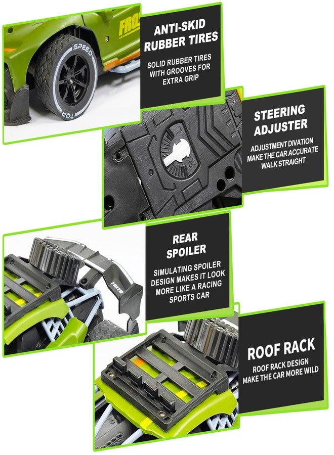 VGRASSP Rechargeable Racing Car Toy for Kids with 2.4 GHz Long Range Remote Control - 1:16 Scale Joystick RC Sports Vehicle (Dark Green) - Image 4